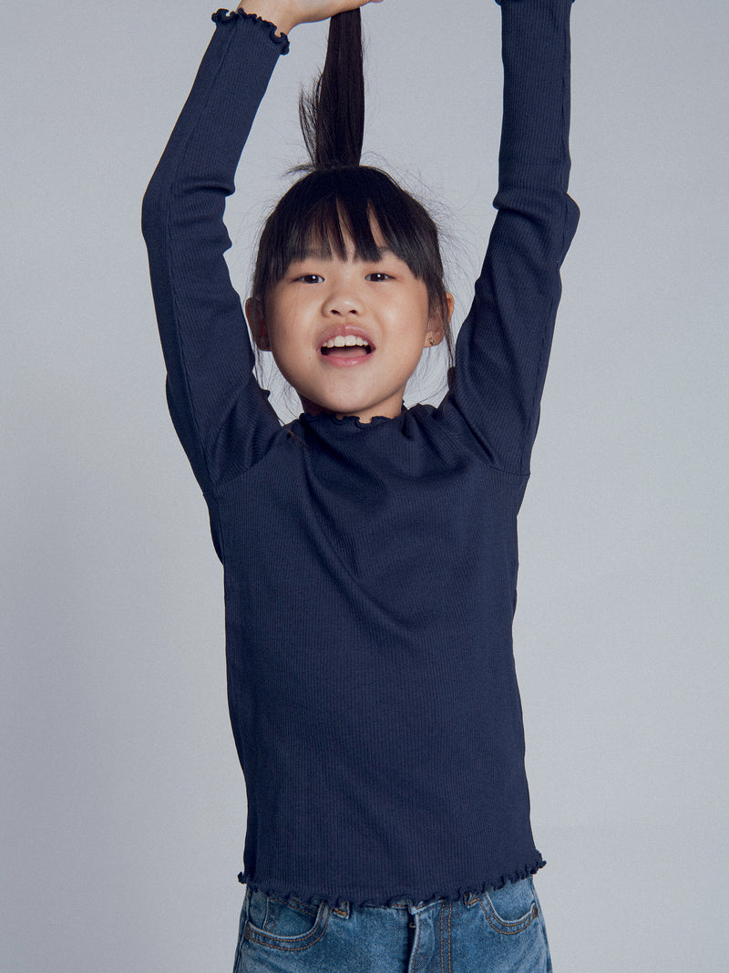 T-shirt marine à manches longues pour fille