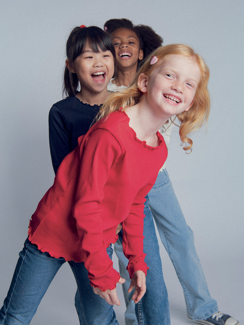 T-shirt rouge à manches longues pour fille