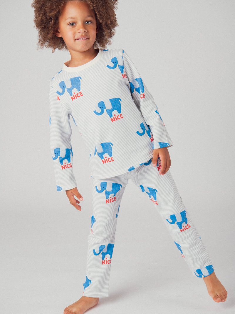 Pyjama 2 pièces à rayures et éléphants "NICE" pour bébé garçon