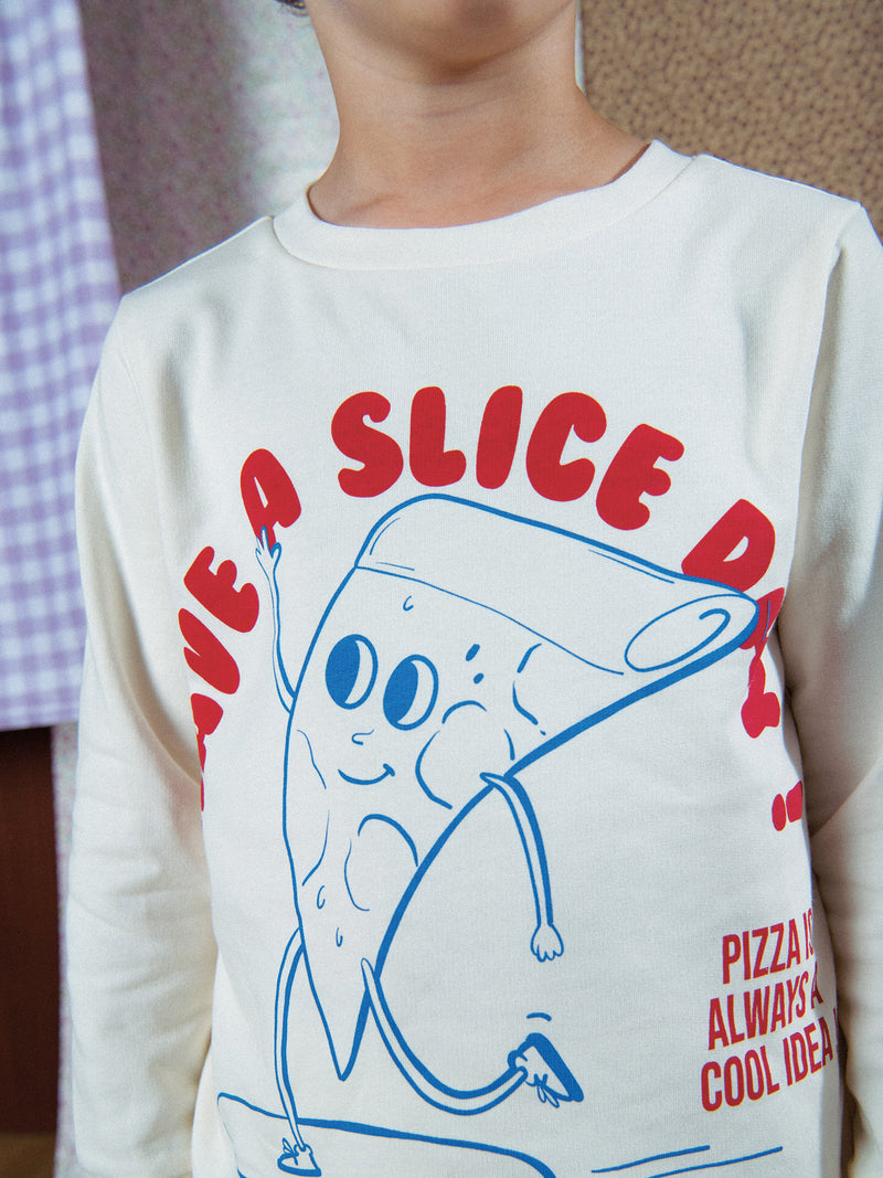 2-teiliger Fleece-Schlafanzug mit Aufdruck "Have a Slice Day!" für Jungen