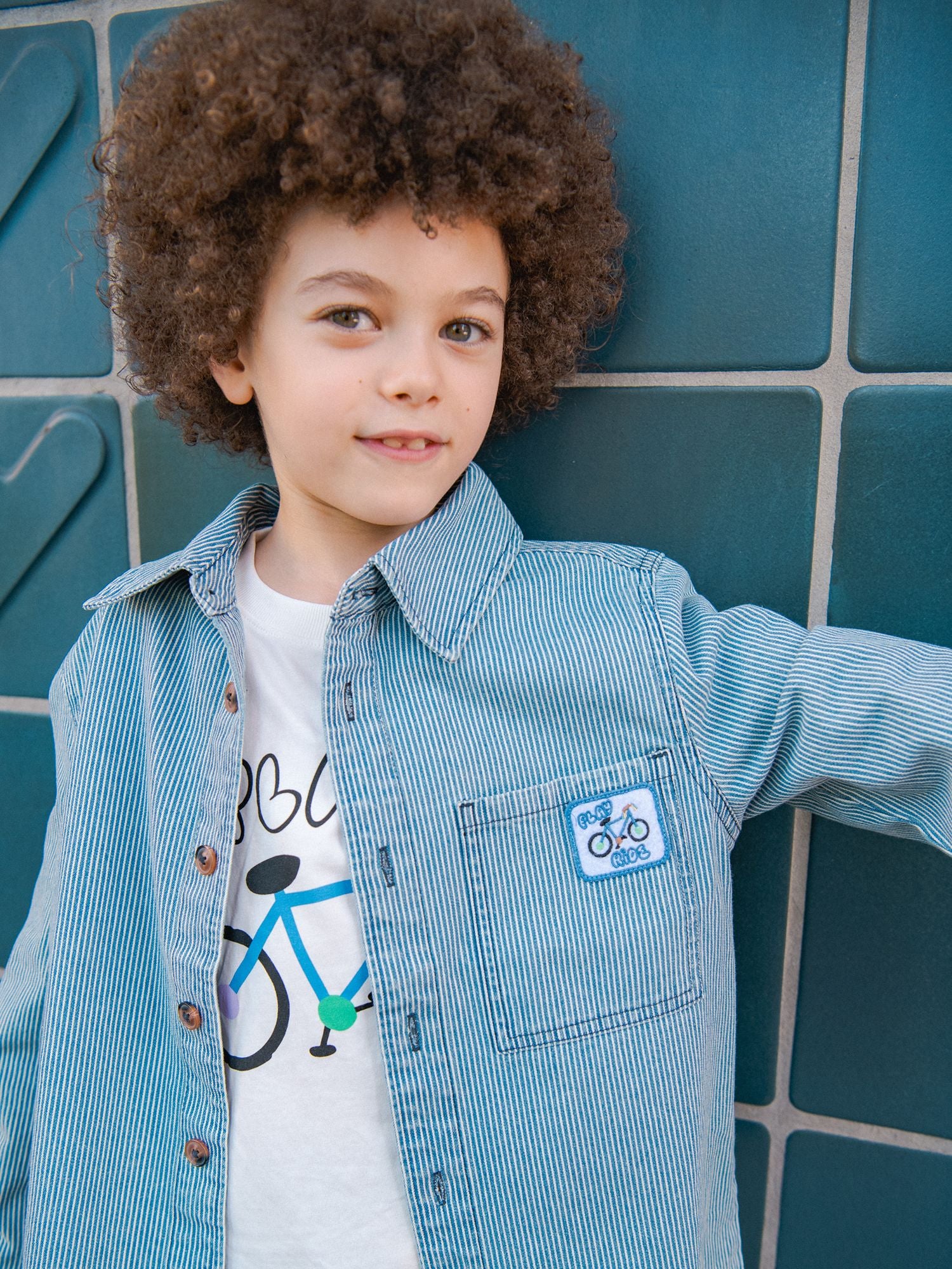 Blau-weiß gestreiftes Denim-Heft für Jungen