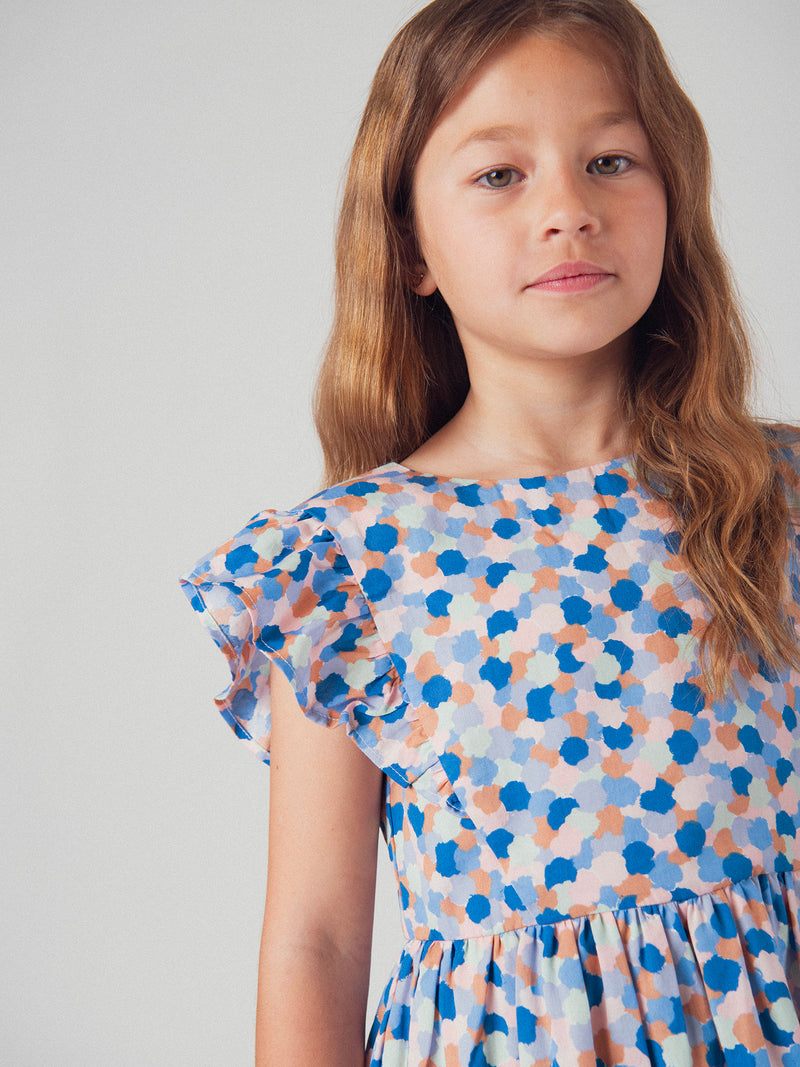 kleid mit gepunktetem Muster und kurzen Ärmeln für Mädchen