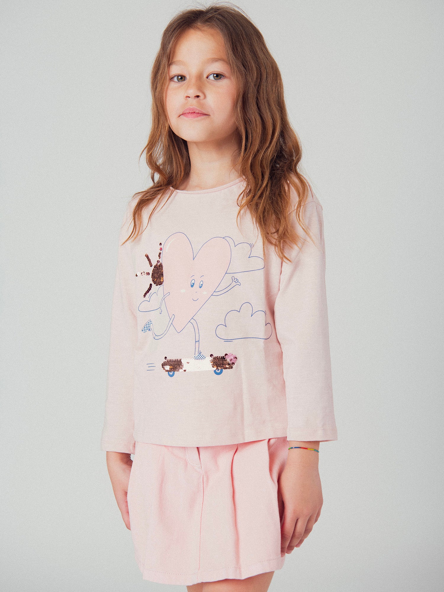 Jupe short rose à poches pour fille