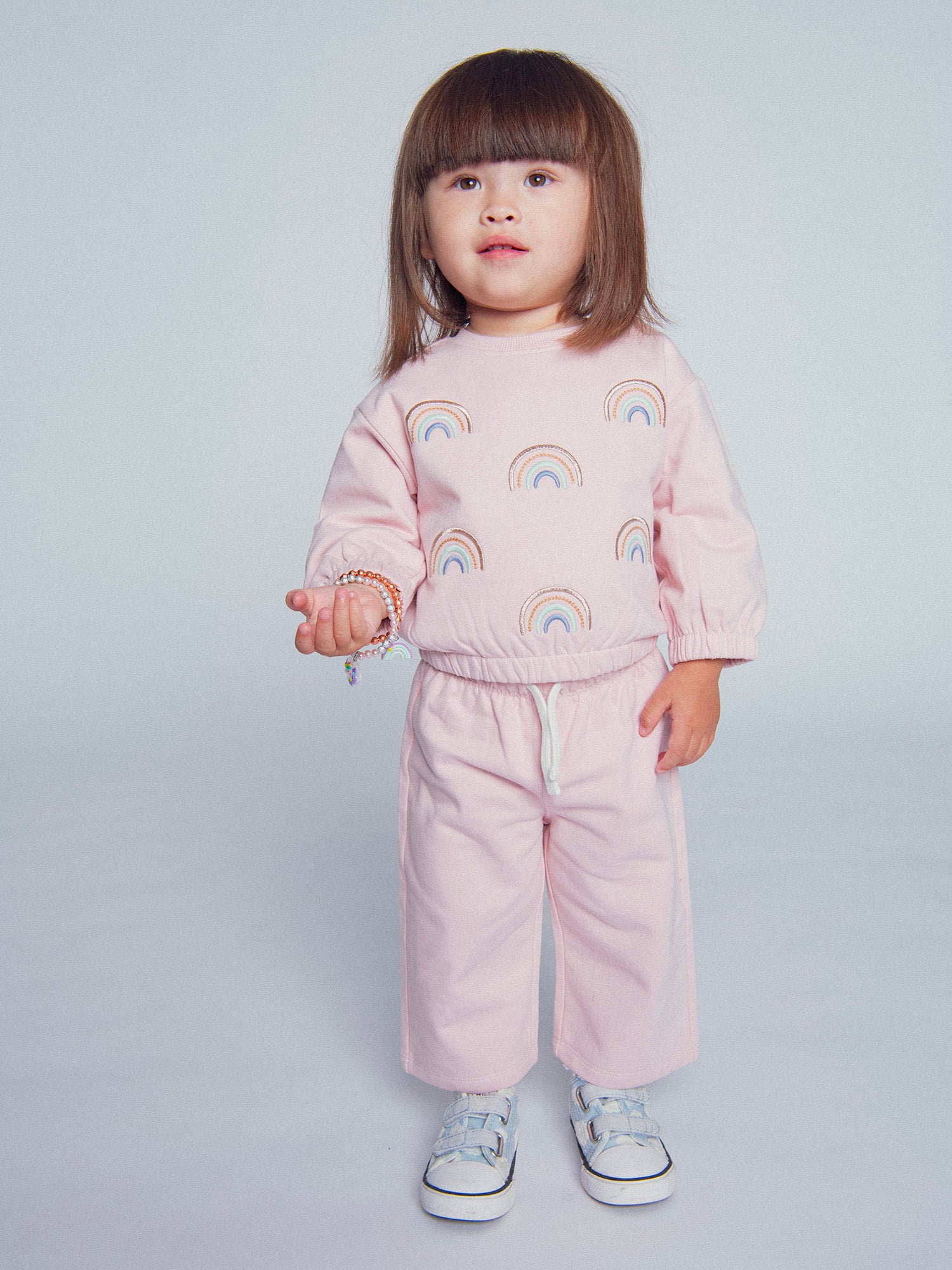 Rosa Sweater- und Hosen-Set "RAINBOW" für Mädchen