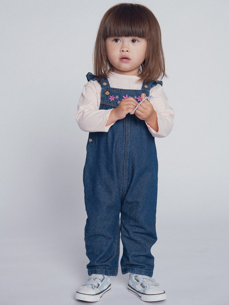 Bestickter Denim-Overalls "ARTY SCHOOL" für Mädchen