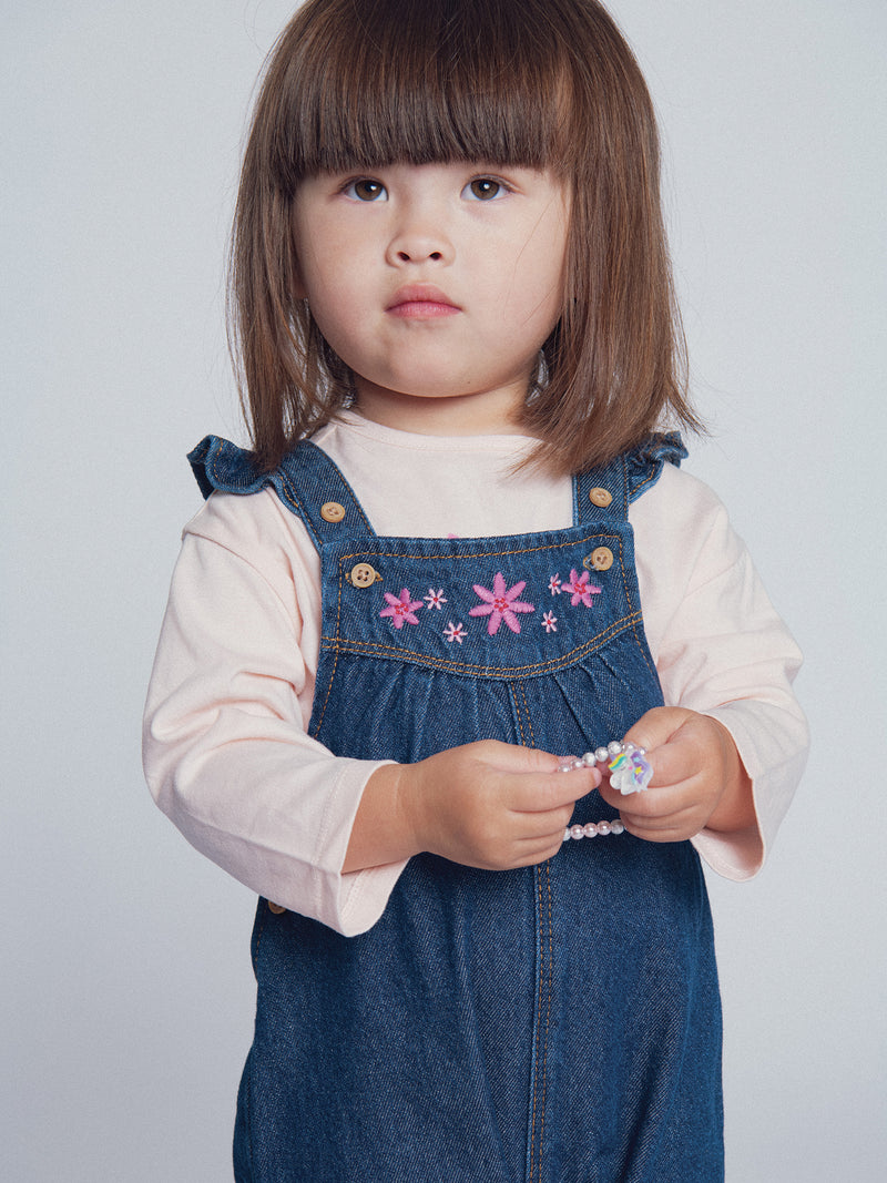 Bestickter Denim-Overalls "ARTY SCHOOL" für Mädchen