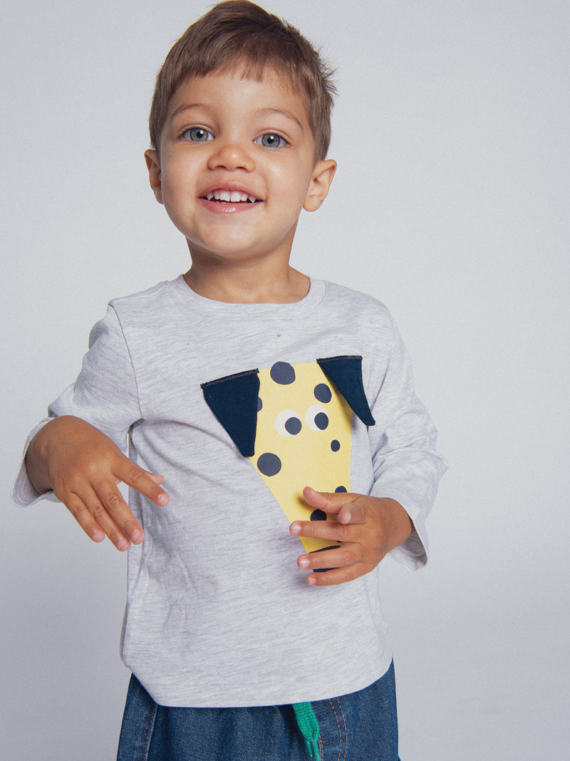 Grau meliertes T-Shirt "ARTY SCHOOL" für Baby Jungen