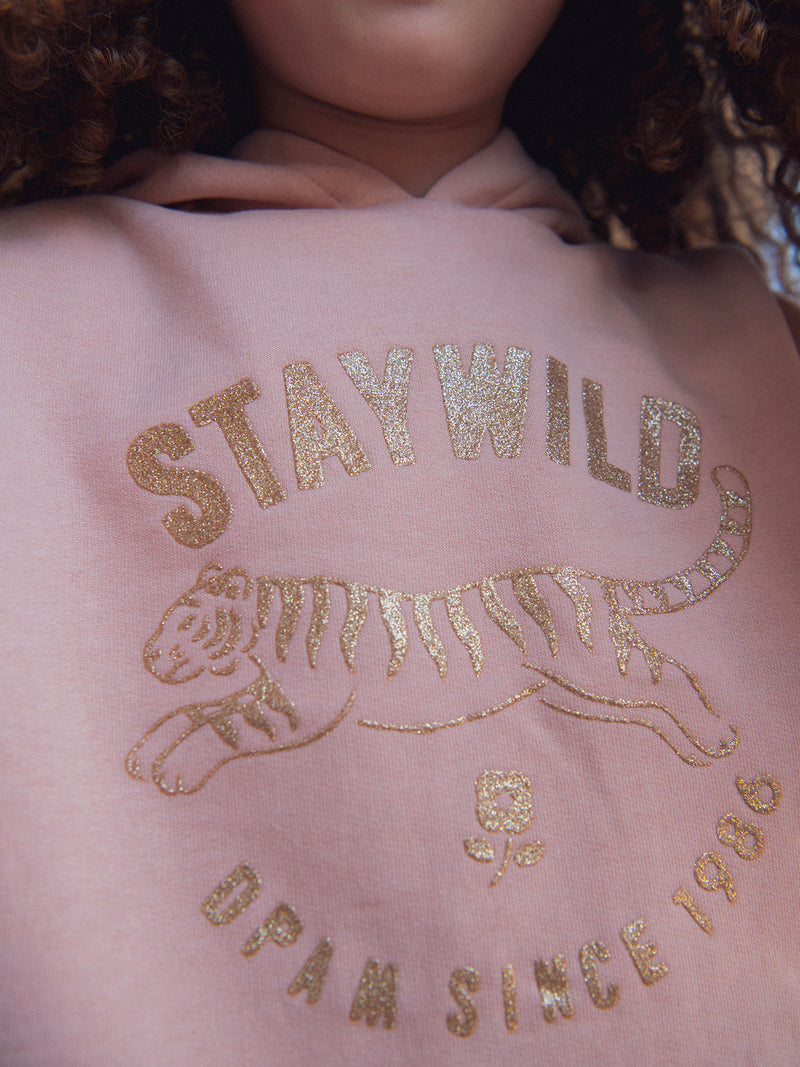 Rosa Kapuzen-Sweatshirt mit Tiger-Animation für Mädchen