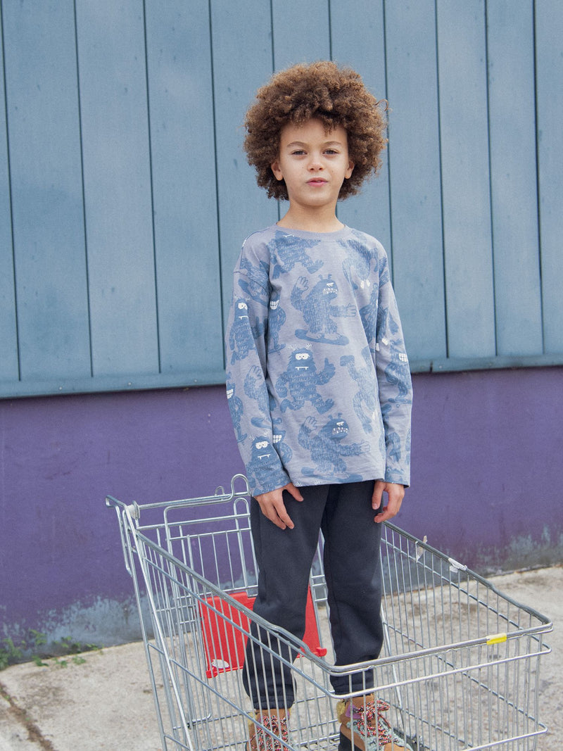 Blaues Langarmshirt mit Yeti-Druck für Jungen