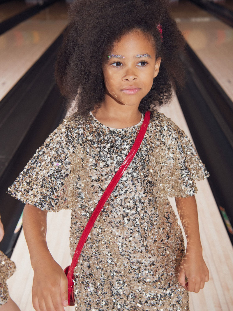 Robe festive à sequins doré pour fille
