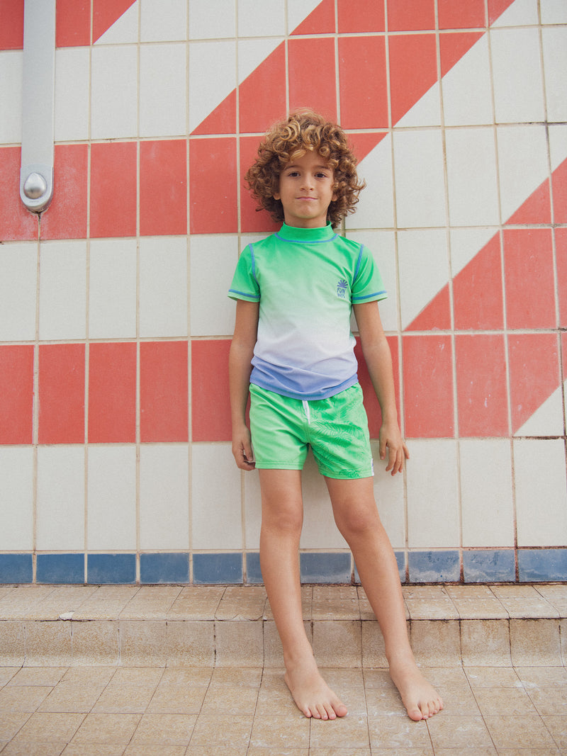 UPF 50+ Bademoden-T-Shirt mit zweifarbigen Tie-Dye für Jungen