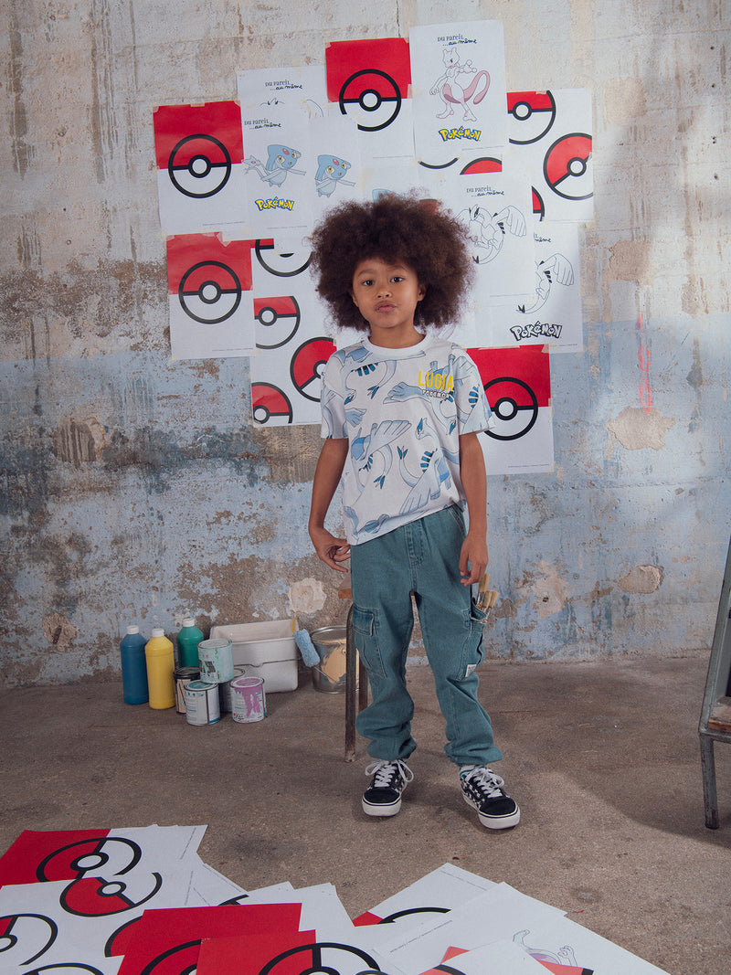 Weißes T-Shirt mit Pokémon Lugia Druck