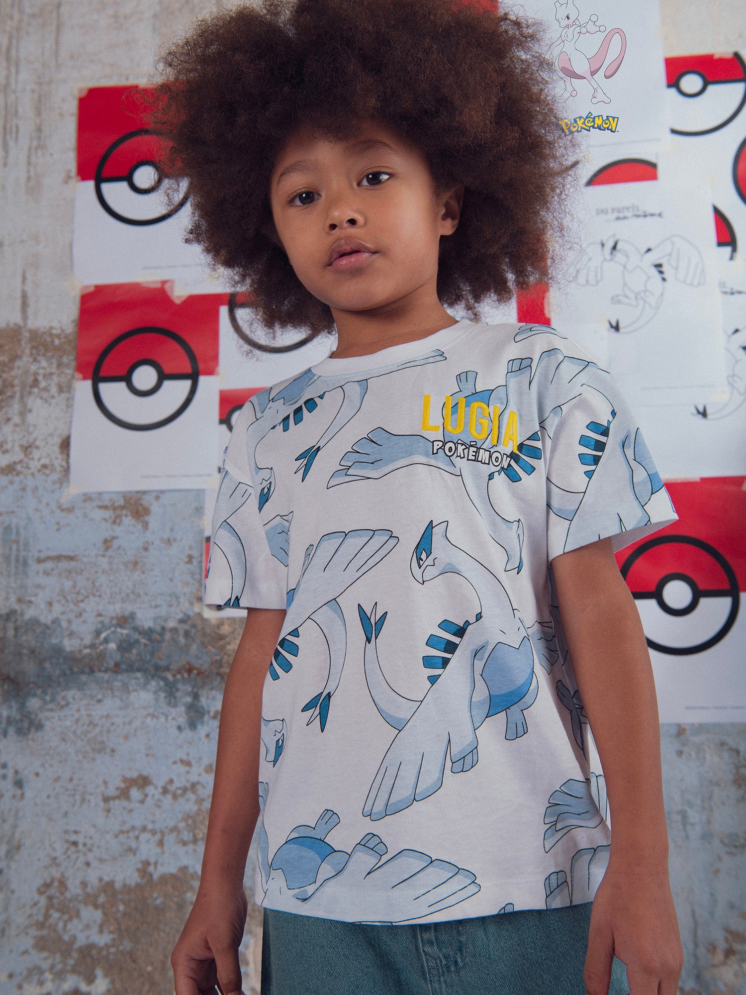 T-shirt blanc imprimé Pokémon Lugia