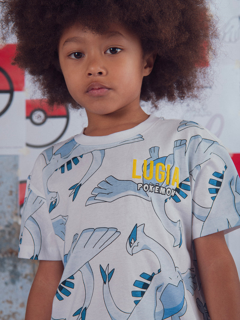 Weißes T-Shirt mit Pokémon Lugia Druck