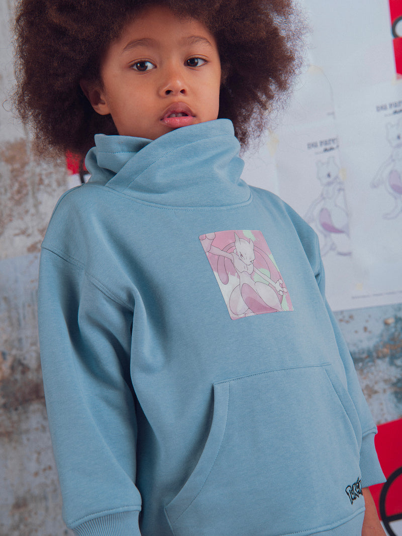 Blauer Sweatshirt mit Pokémon Mewtwo Abzeichen