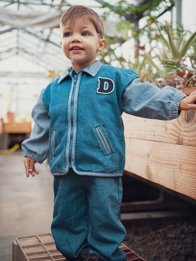 Denim Bomberjacke mit "D" Patch für Baby Jungen
