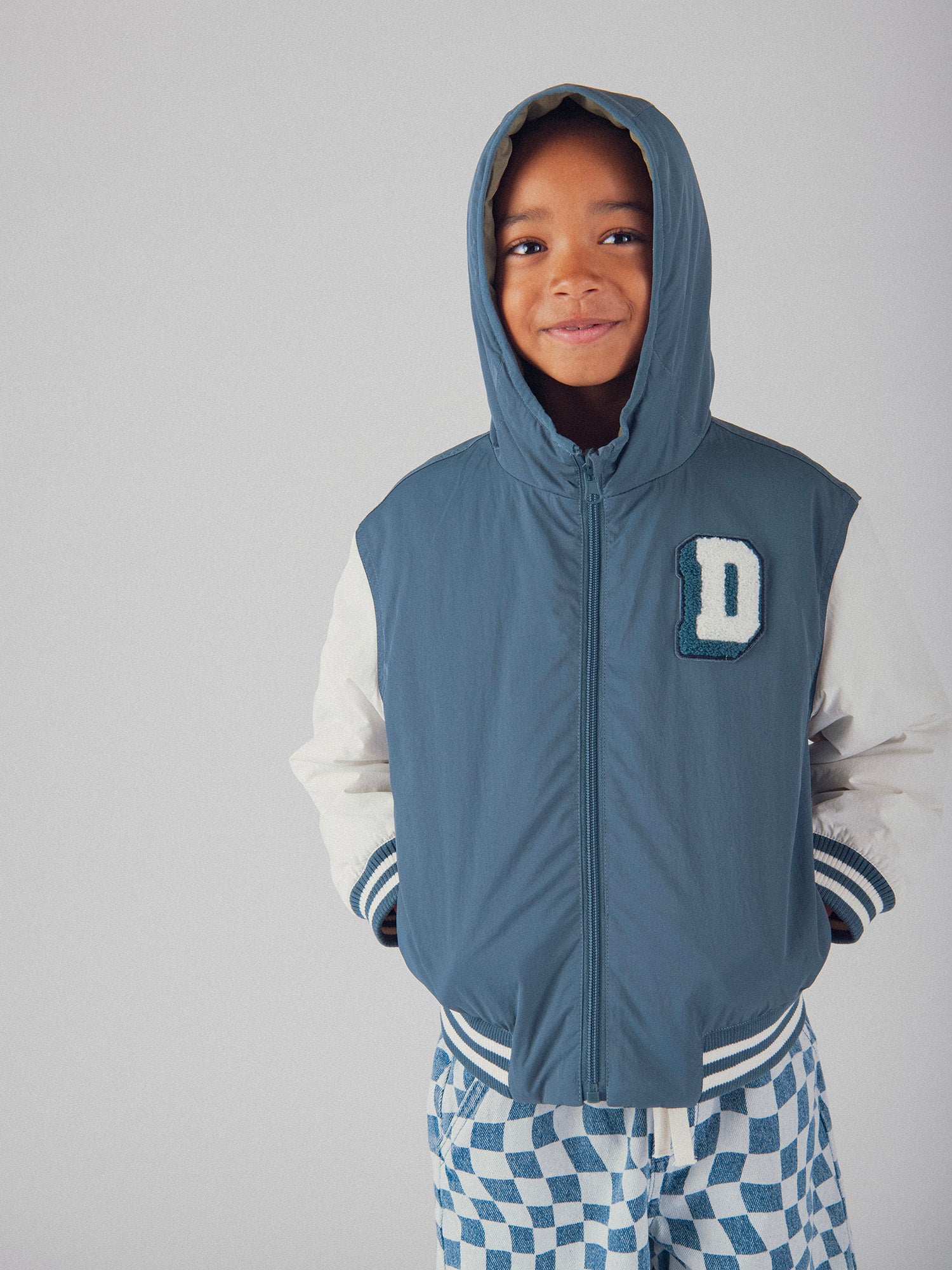 Blouson réversible bleu et vert pour garçon