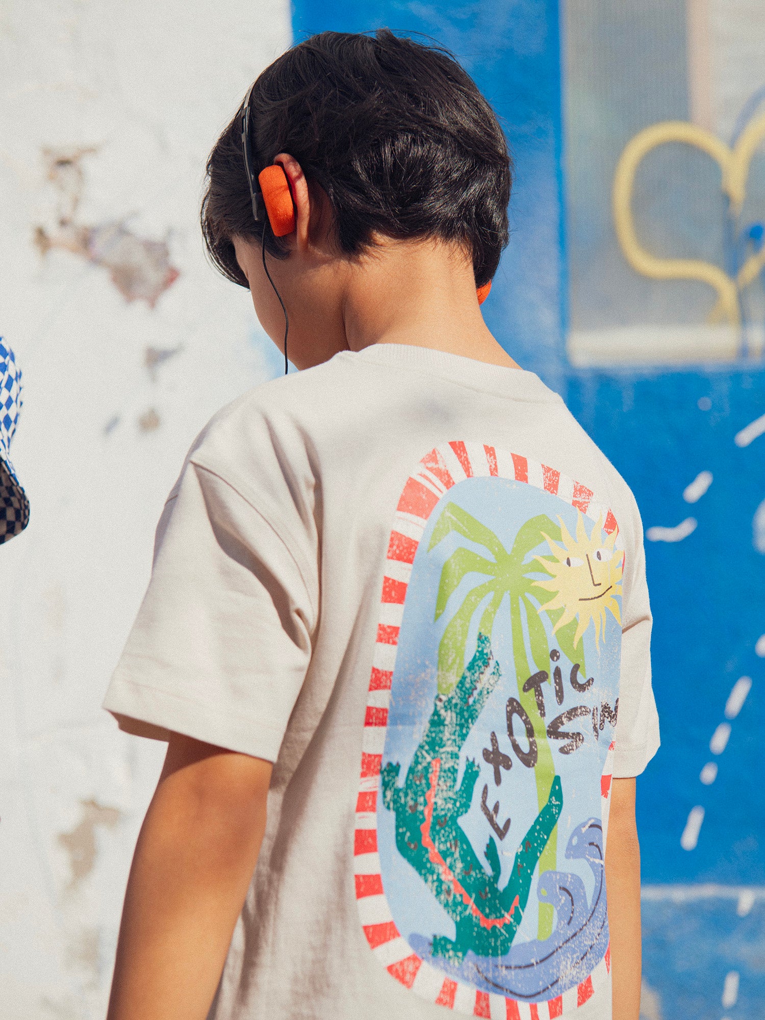 Beige T-Shirt mit "Exotic Sun"-Animation für Jungen