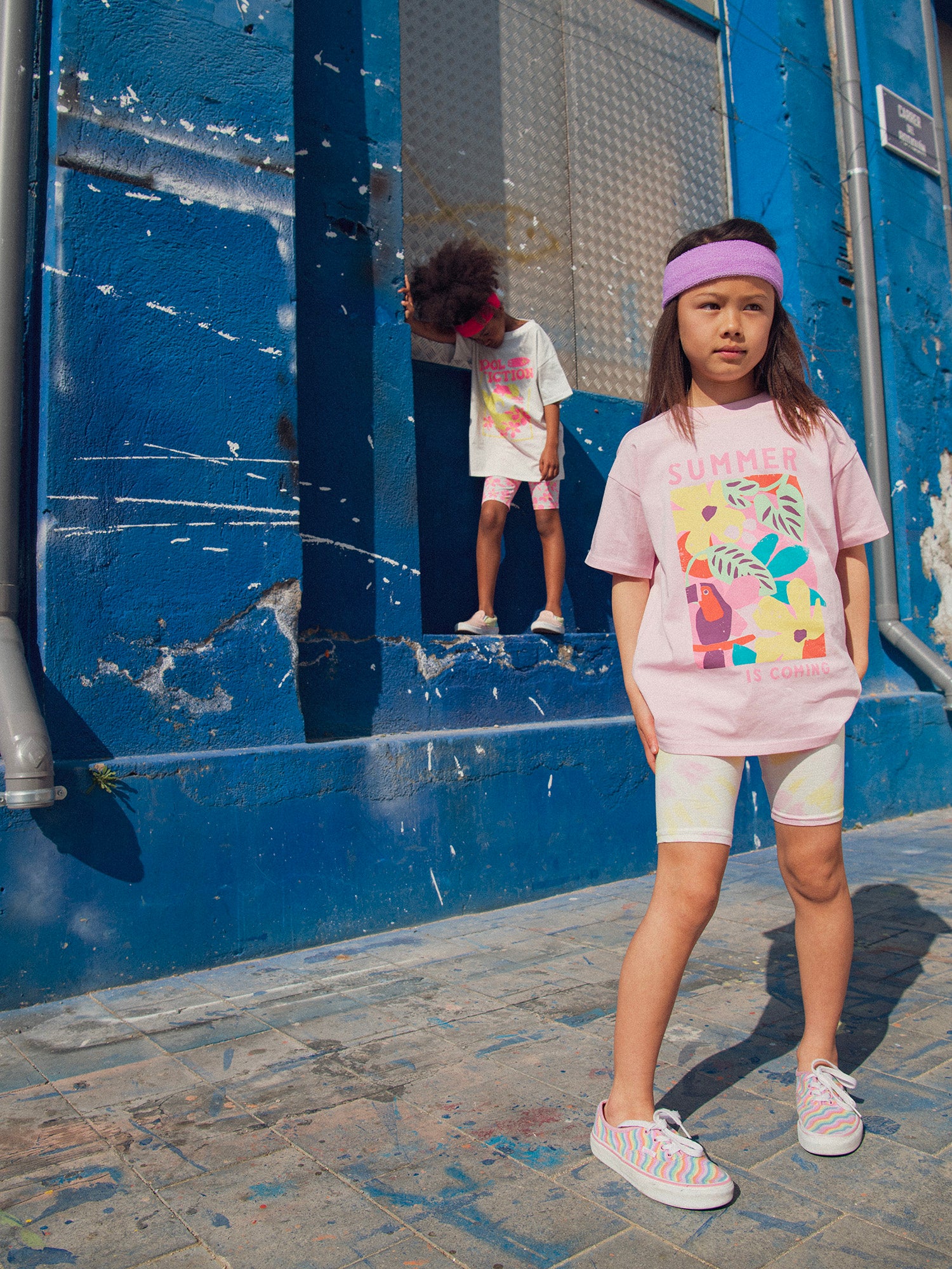 Rosa Tie-Dye-Radshorts für Mädchen