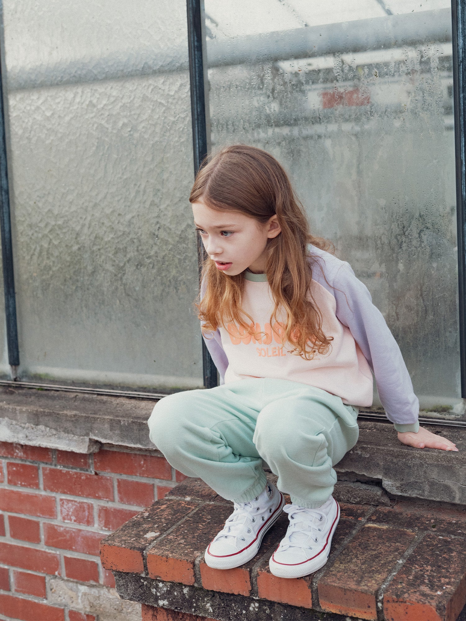 Bas de jogging vert sauge pour fille