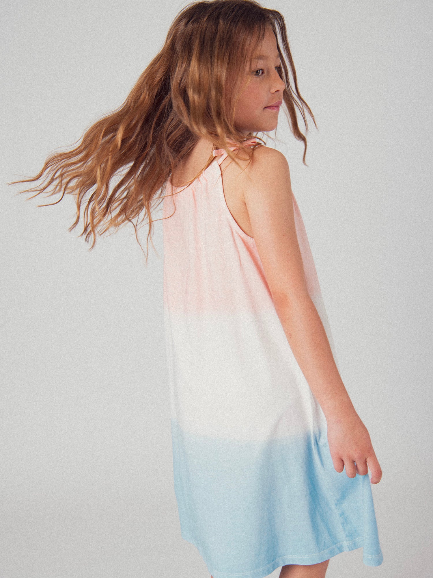 Robe à bretelles imprimé tie and dye pour fille