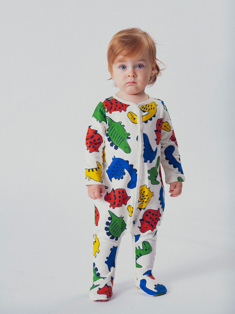 Ecru-Bodysuit mit Allover-Dinosaurier-Druck für Jungen