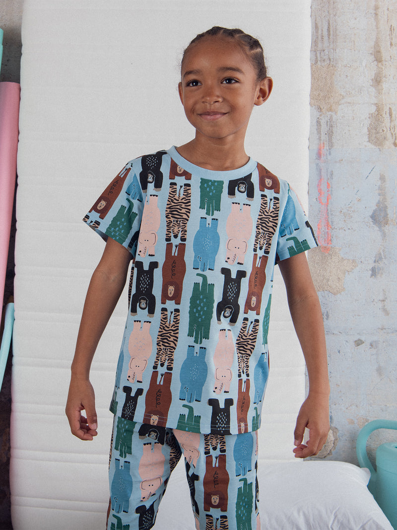 Kurzer Pyjama mit "Jungle Party"-Druck für Jungen