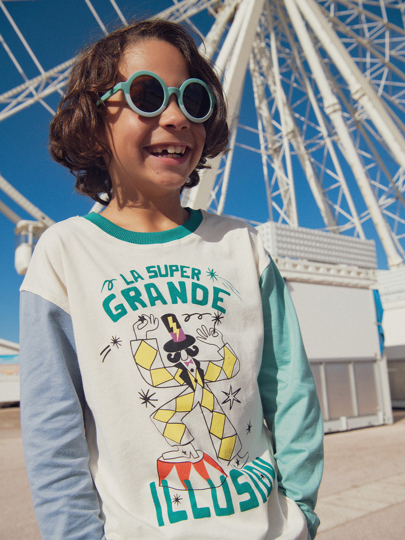 Colorblock-T-Shirt mit Zirkusanimation für Jungen