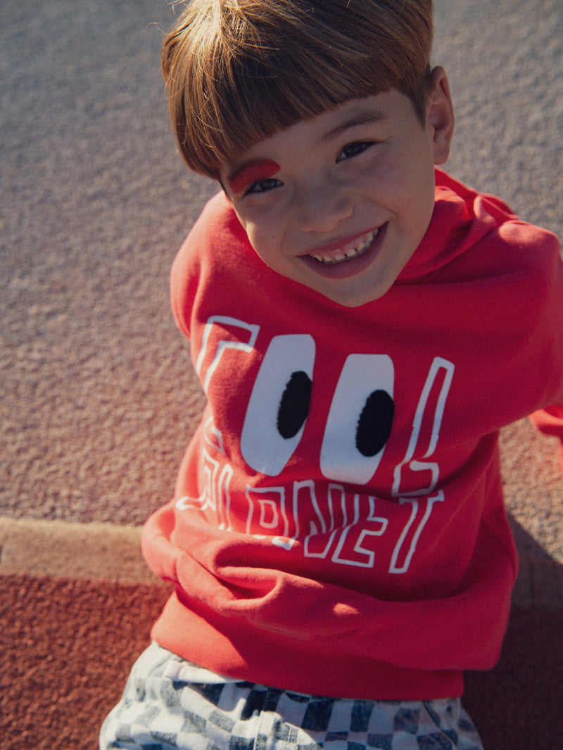 Roter Sweatshirt mit Animation und Kapuze für Jungen