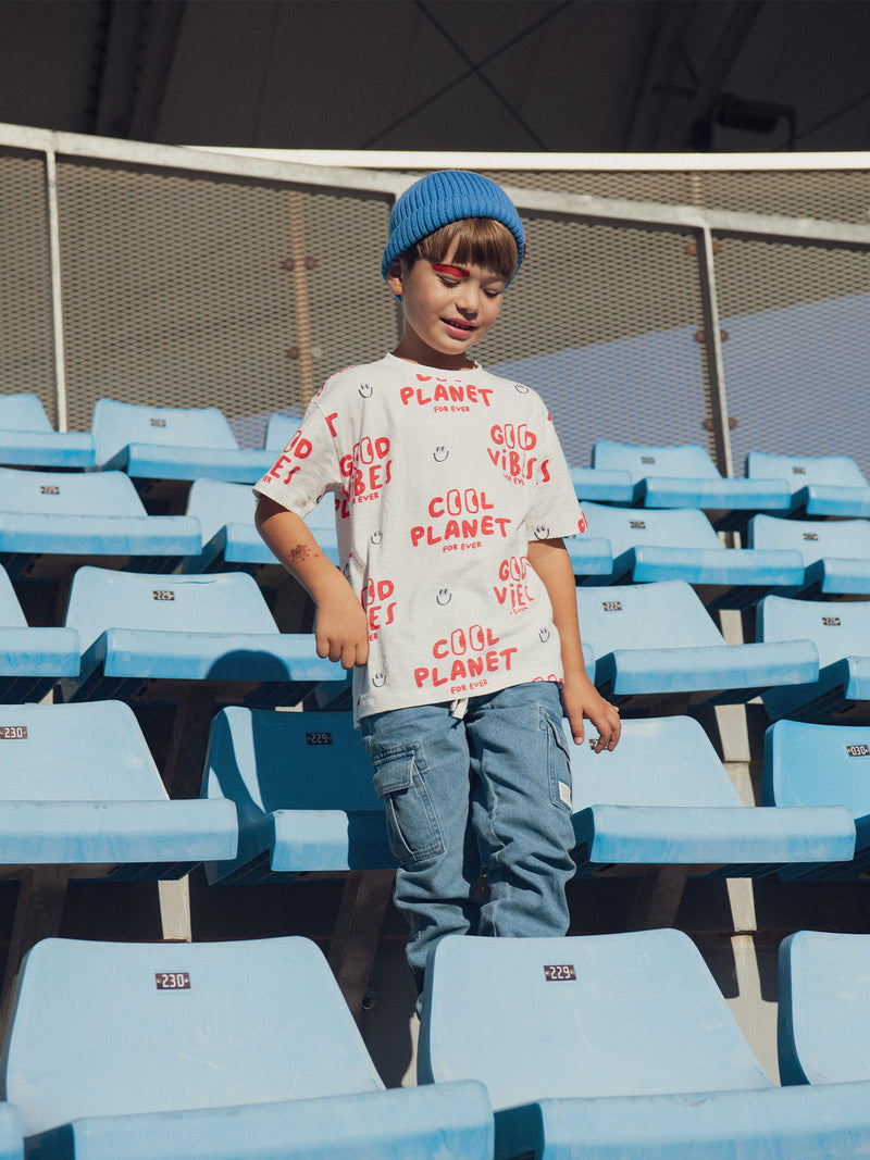 Ecru Kurzarm T-Shirt für Jungen