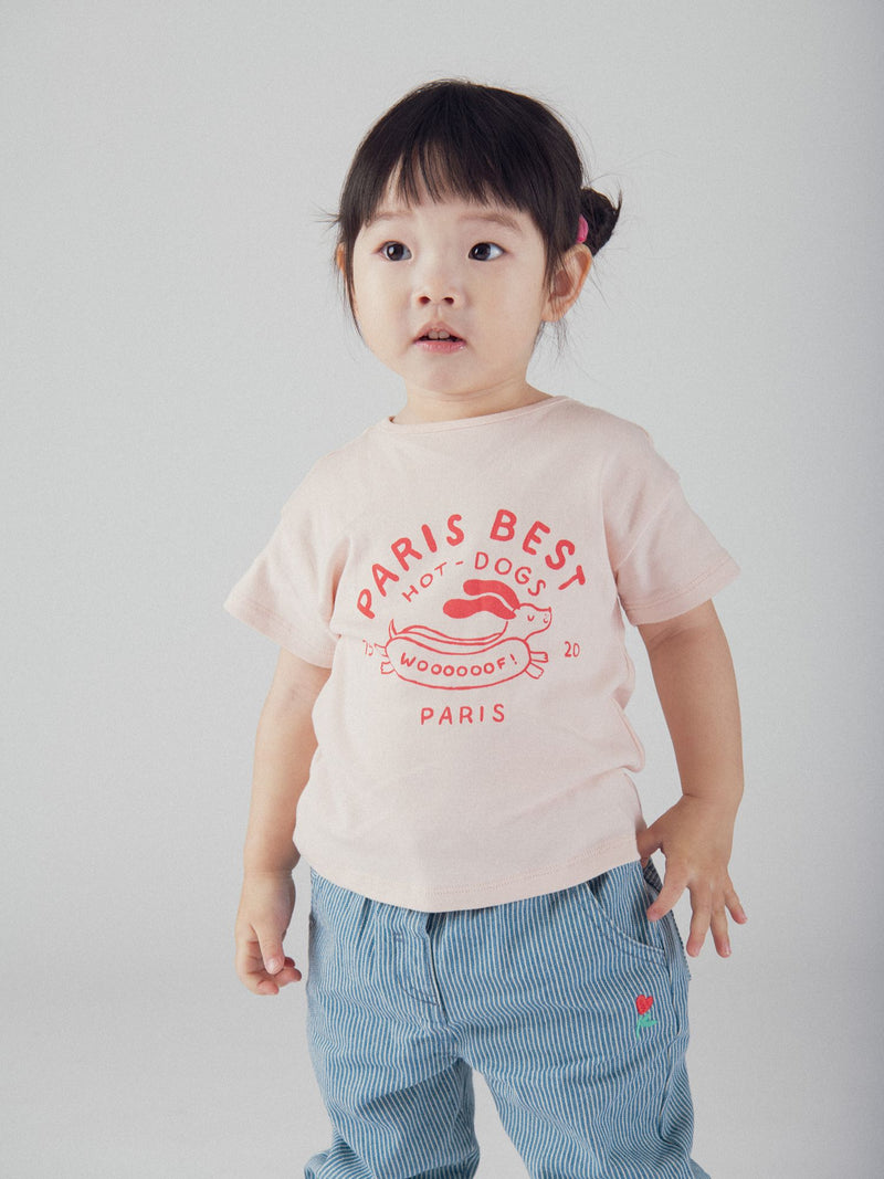 Rosa T-Shirt mit "Paris Hot-Dogs" Motiv für Mädchen