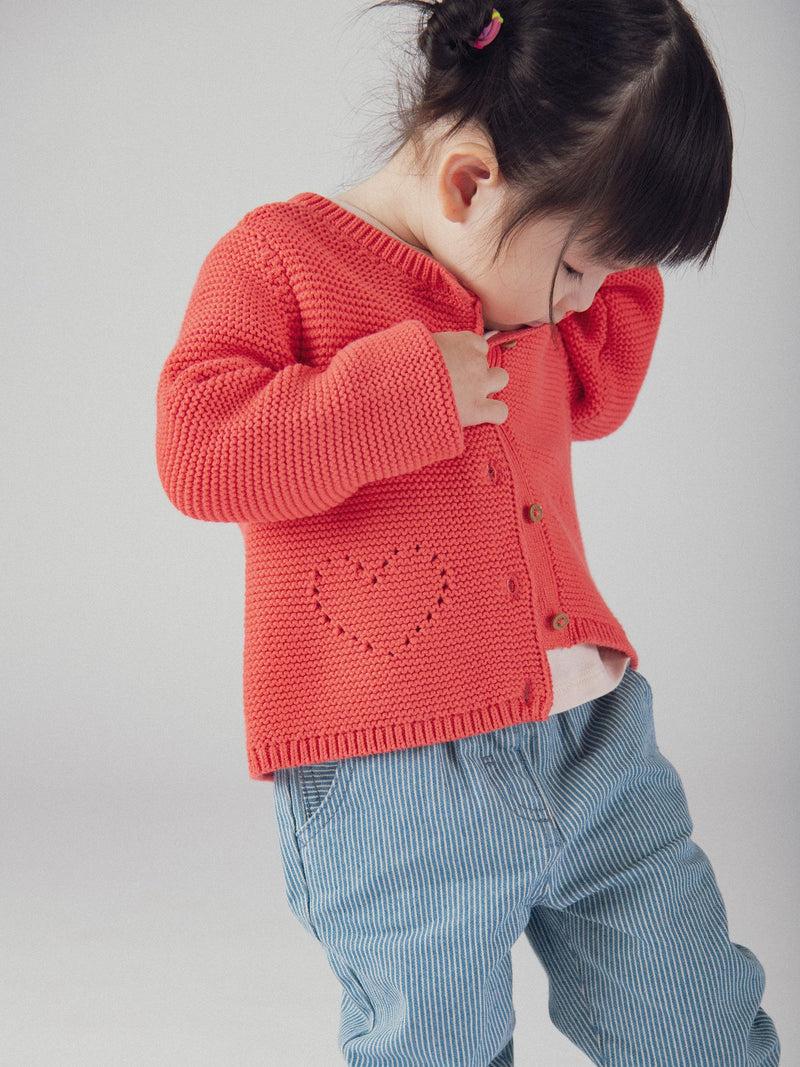 Wassermelonen-Strickjacke mit Herz-Taschen für Baby-Mädchen