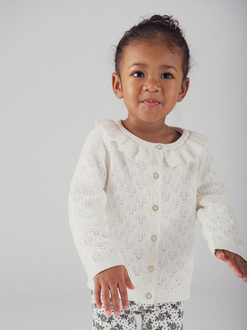 Vanille Cardigan mit Kragen für Mädchen Baby