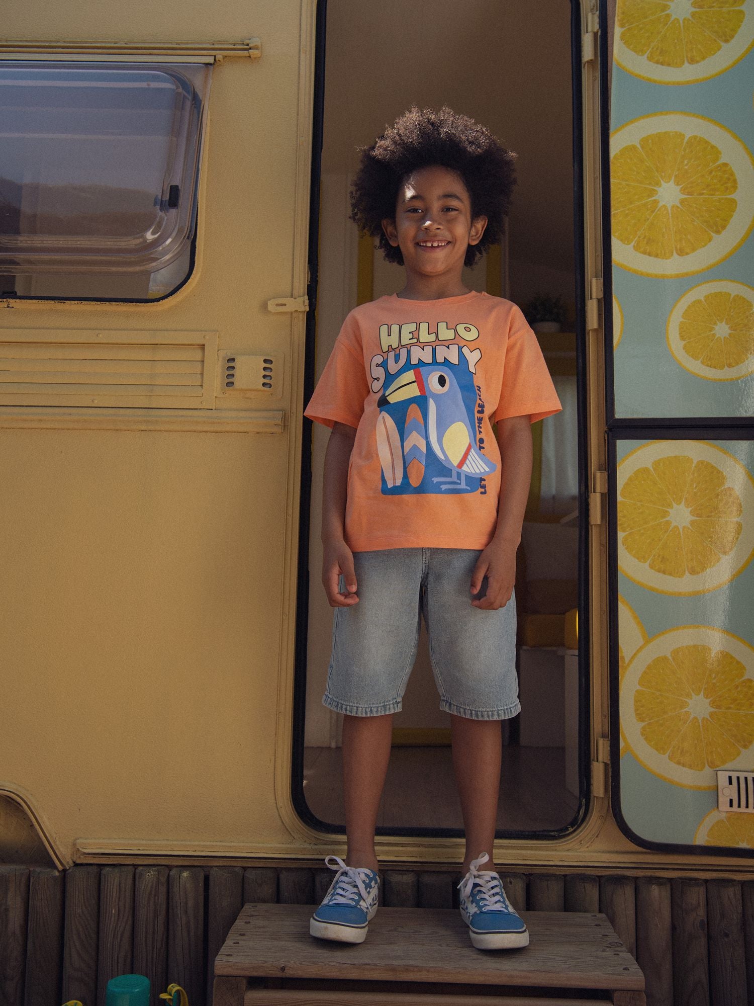 T-shirt orange animation Toucan pour garçon