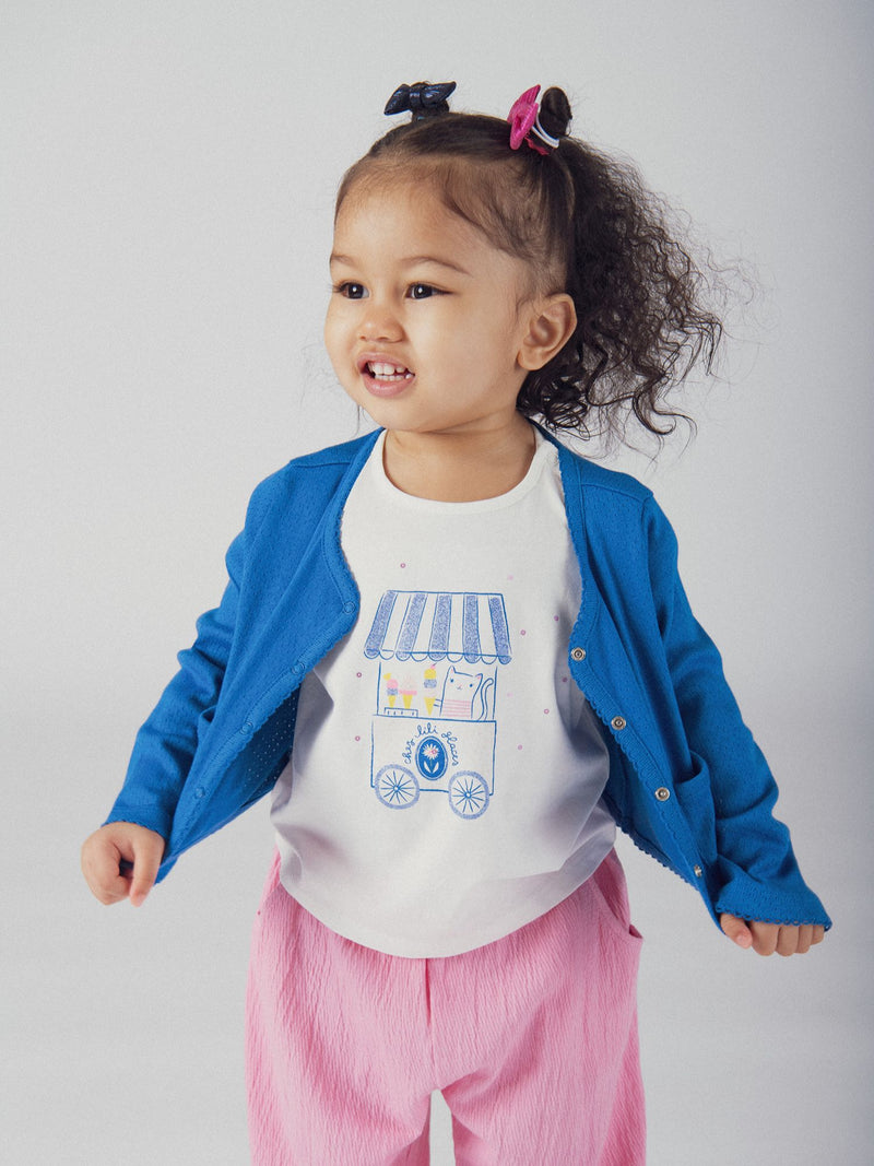 Cobalt-Blaues Lochmuster-Cardigan für Baby-Mädchen