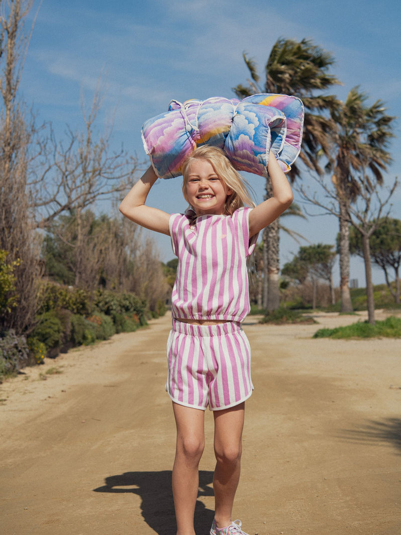 Gestreifter rosa und écru Shorts für Mädchen