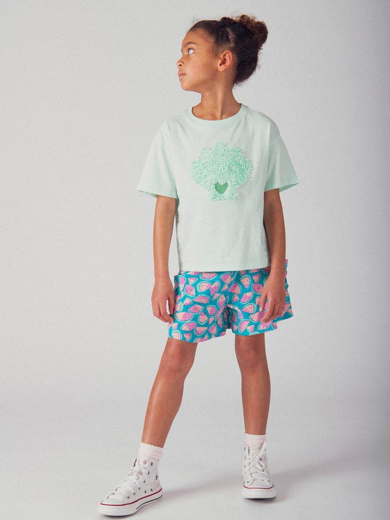 Türkis T-Shirt mit 3D Muschel Animation für Mädchen