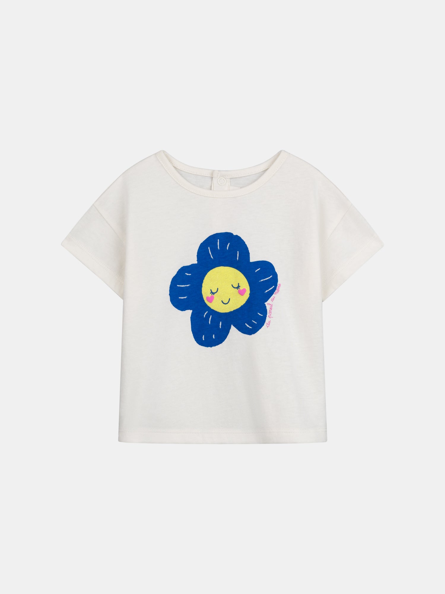 Ecru T-Shirt mit Blumenmotiv für Mädchen