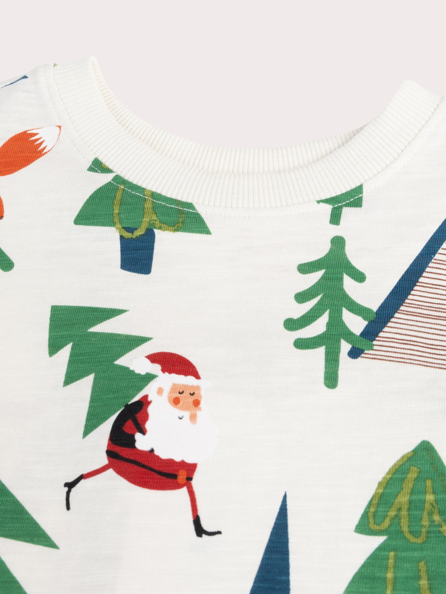 Kurzarm-T-Shirt in Ecru mit Weihnachtsdruck für Jungen