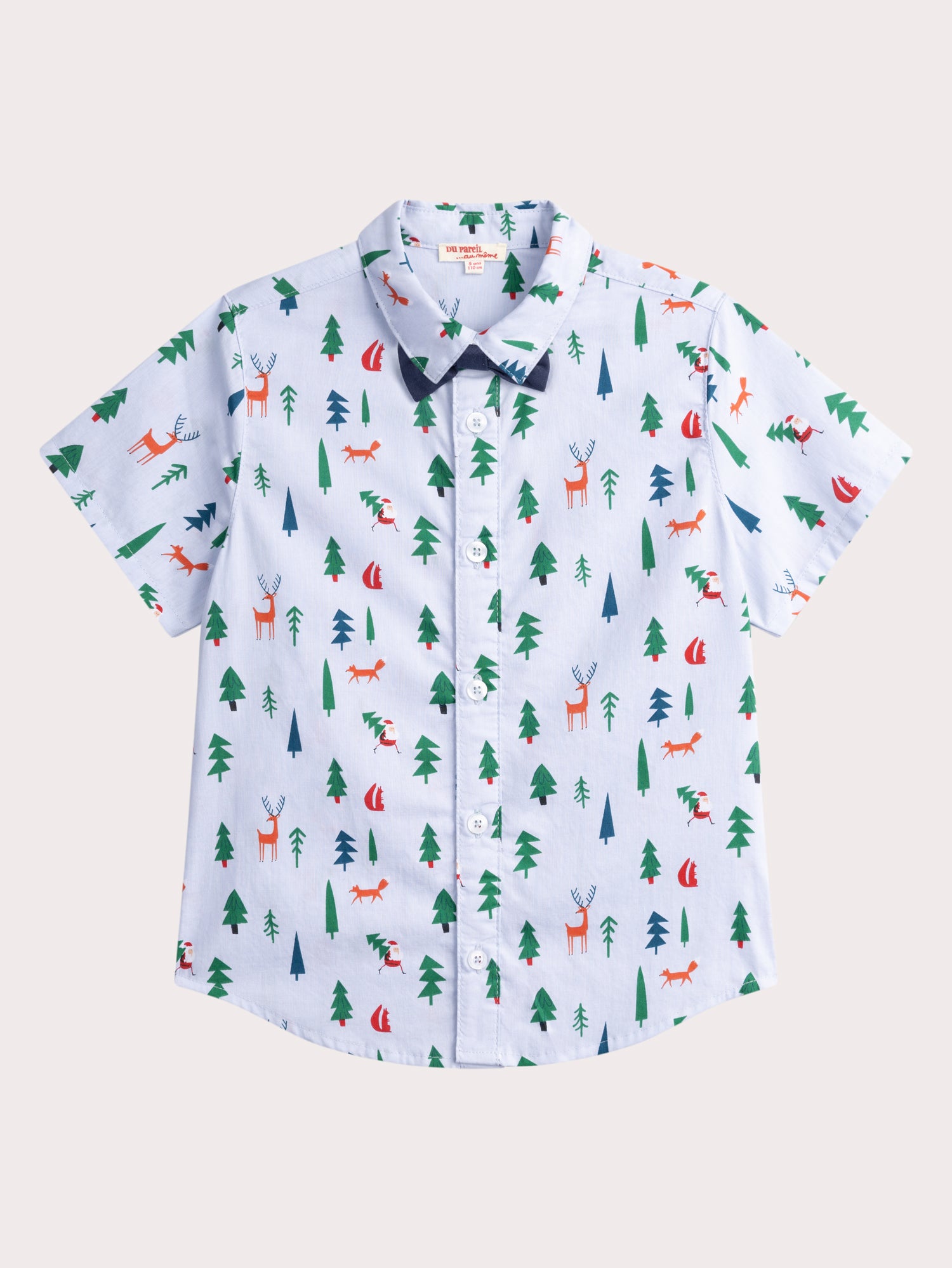 Kurzarmhemd blau mit Druck und Fliege