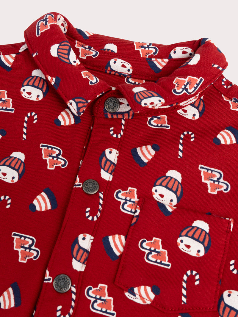 Kurzärmeliges Hemd mit Winterdruck für Baby-Jungen