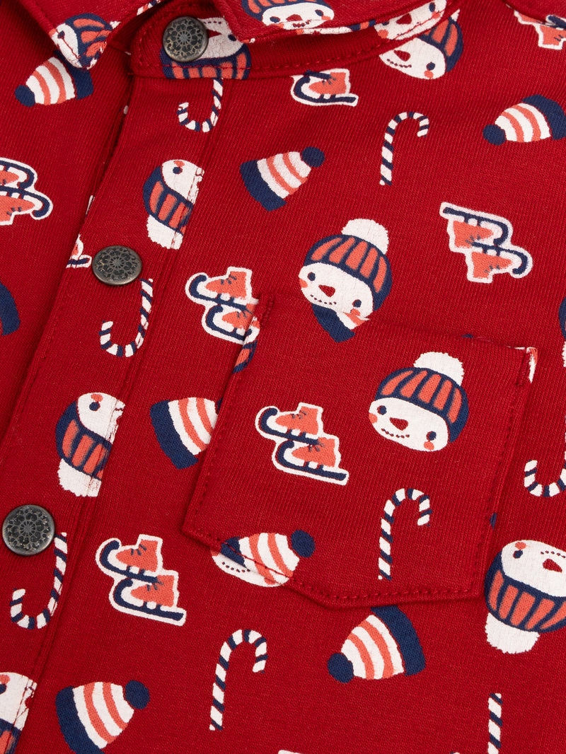 Kurzärmeliges Hemd mit Winterdruck für Baby-Jungen