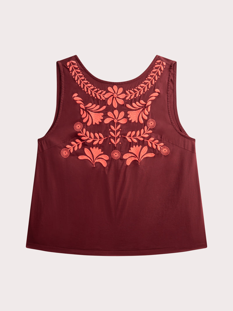 Gestickte Popeline Bluse für Damen