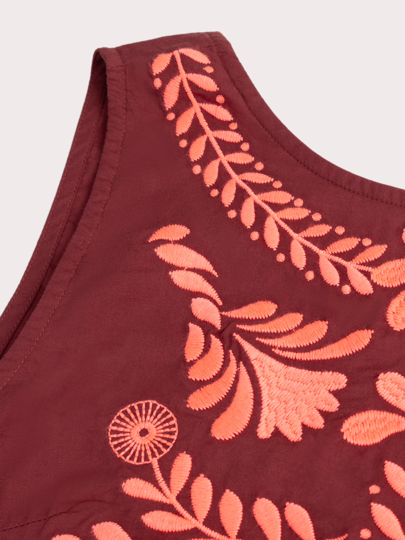 Gestickte Popeline Bluse für Damen