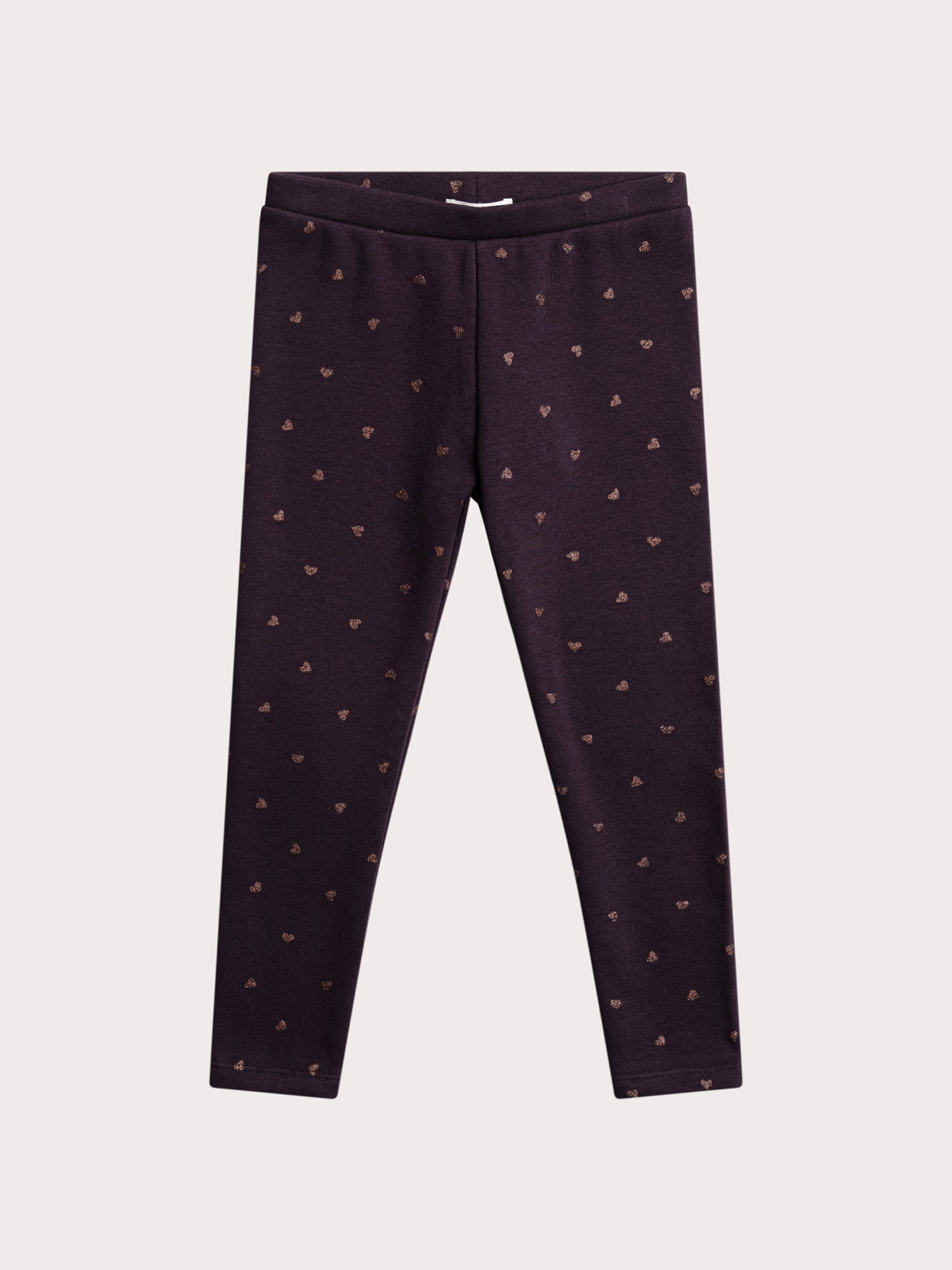 Lila Legging mit Herz-Druck und Glitzer