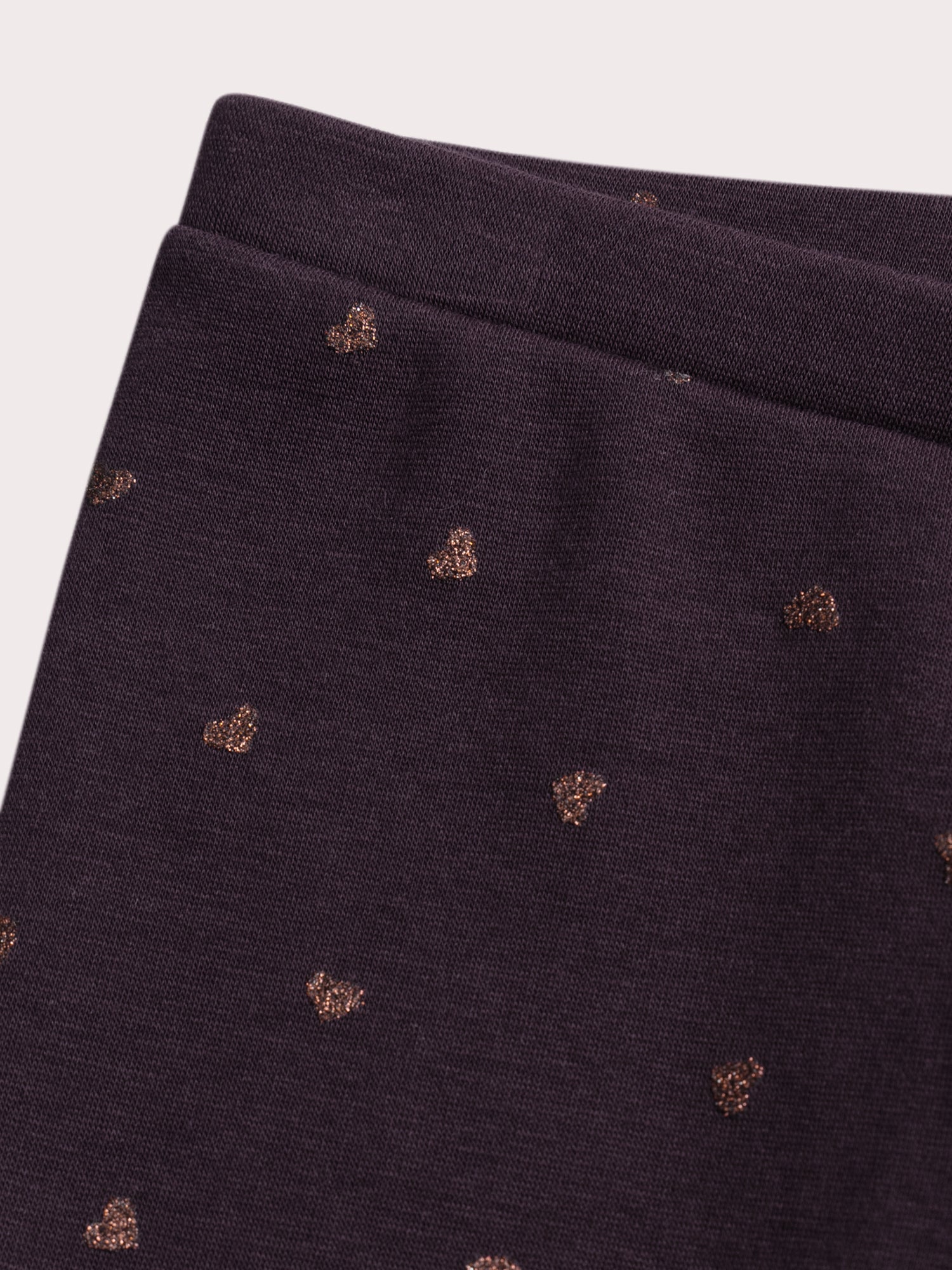 Lila Legging mit Herz-Druck und Glitzer