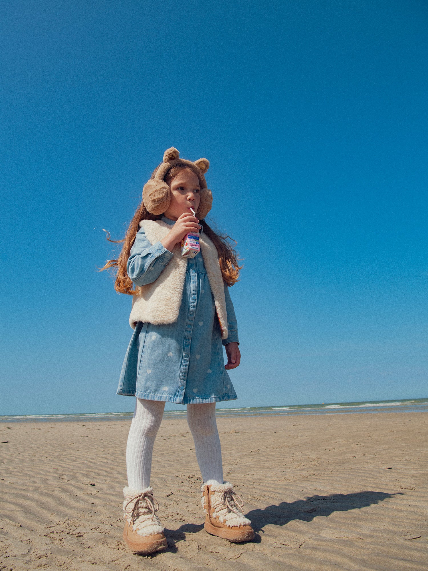 Robe en denim imprimé cœurs