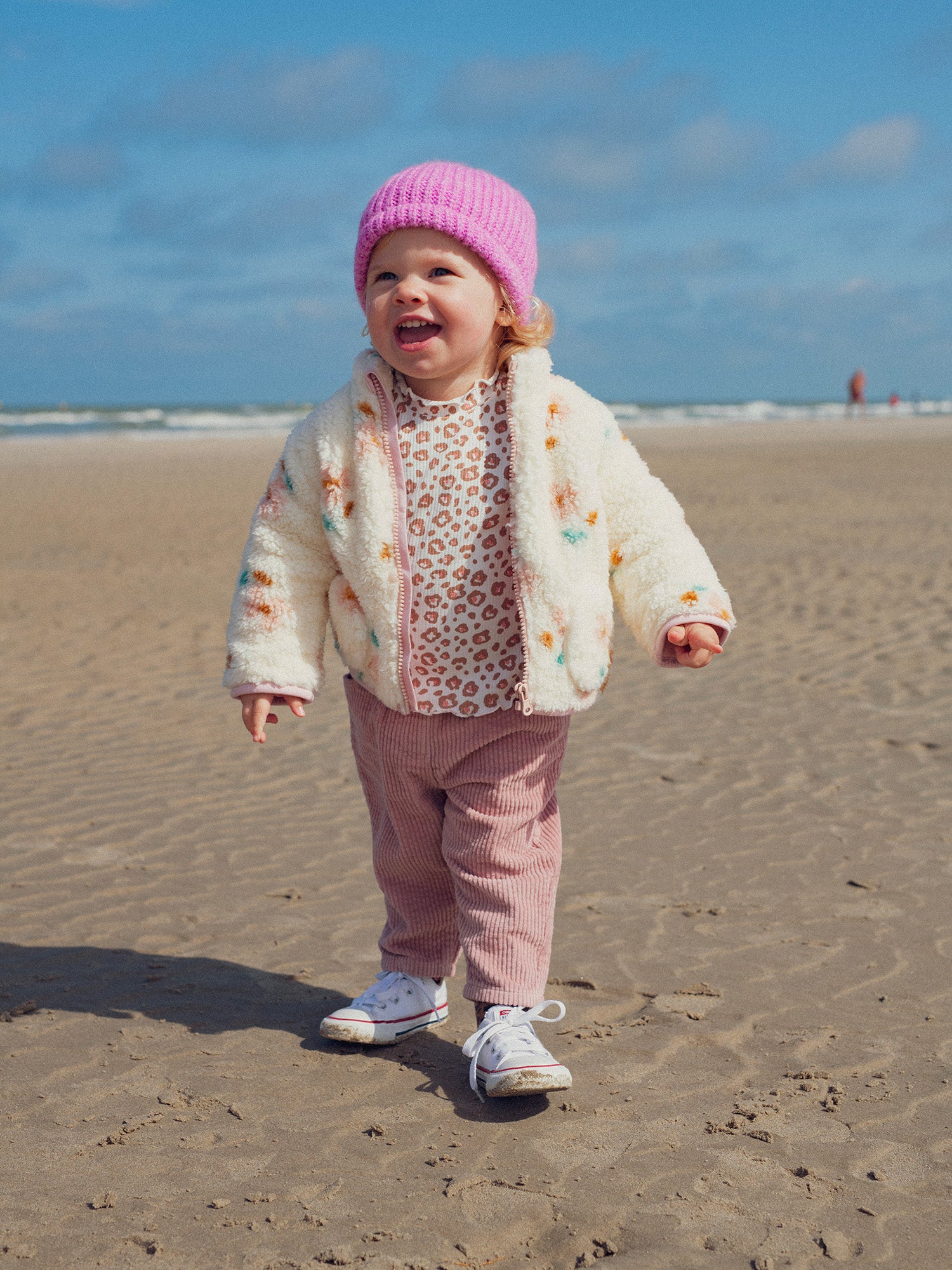 Veste en fausse fourrure  à fleurs pour bébé fille