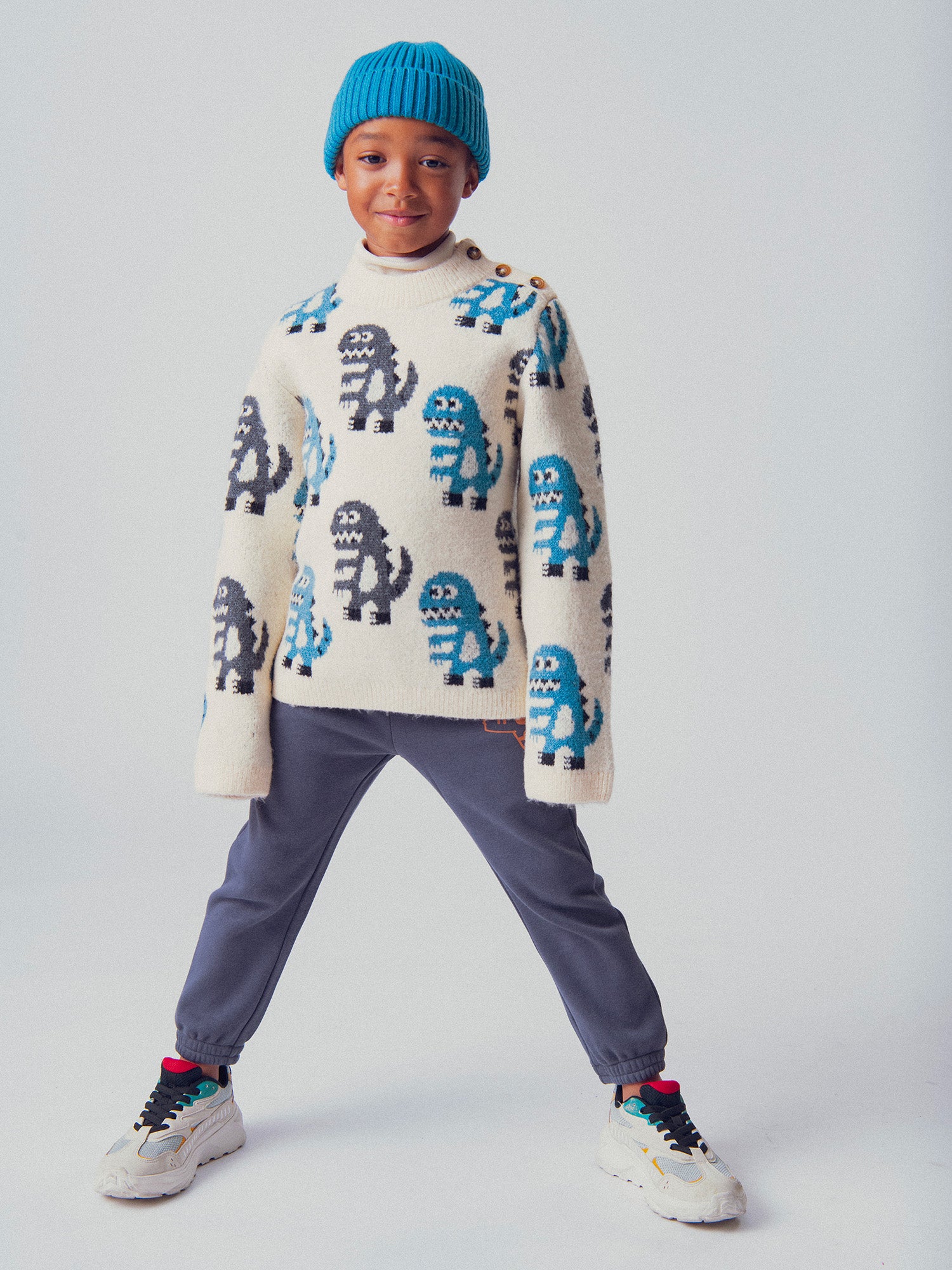 Dino-Muster Strickpullover