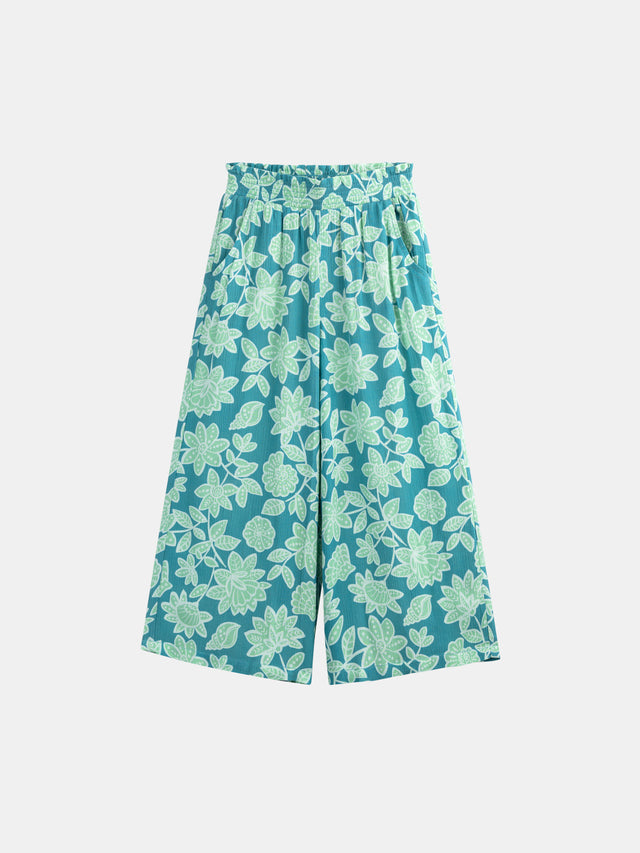 Pantalon bleu imprimé floral pour fille